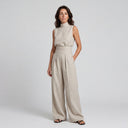 MARÍA | CONJUNTO DE CAMISETA SIN MANGAS Y PANTALONES ANCHOS DE ALGODÓN Y LINO, DE ESTILO MINIMALISTA