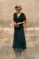 LOUISE | VESTIDO LARGO DE FIESTA ELEGANTE CON CUELLO EN V