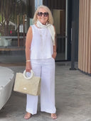 Trinidad™ | Conjunto Blanco Blusa y Pantalón Ancho
