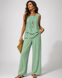 Maravillas™ | Conjunto Verde Menta Top en Capas y Pantalón
