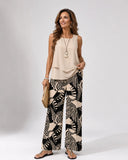 Ignacia™ | Conjunto Blusa Beige y Pantalón Botánico