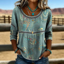 Pilar™ | Blusa Vintage con Estampado Étnico Delicado