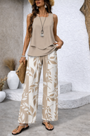 Ernestina™ | Conjunto Natural Blusa Beige y Pantalón Botánico