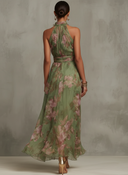 OLIVIA | VESTIDO LARGO CON CUELLO HALTER Y ESTAMPADO FLORAL