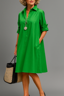 Sabina™ | Vestido Midi Verde Esmeralda